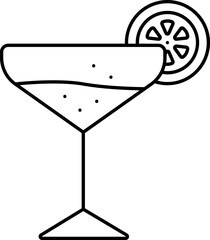 Illustration Of Margarita Drink Glass Stroke Icon.