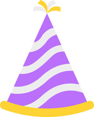 White And Purple Party Cap Icon In Flat Style.