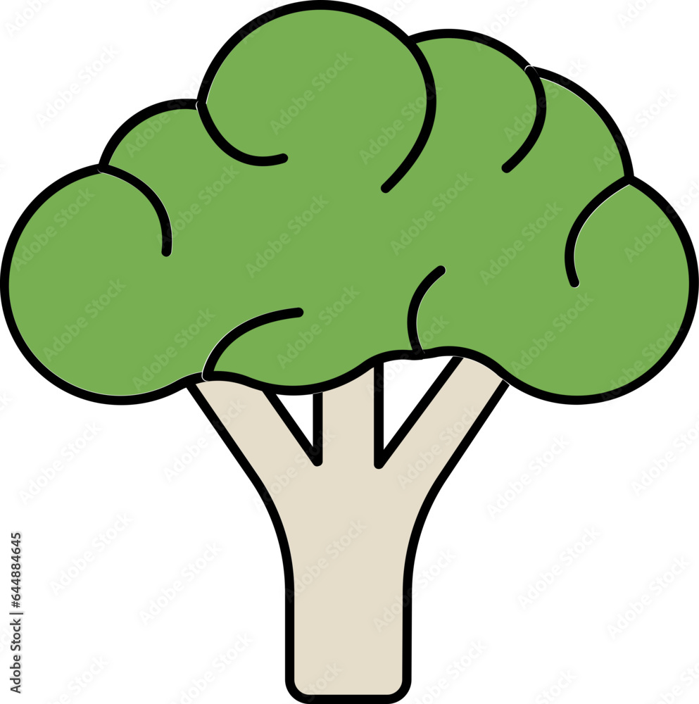 Sticker Cauliflower Or Broccoli Flat Icon In Green Color.