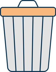 Grey And Orange Dustbin Icon In Flat Style.