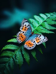 Obraz premium vertical wallpaper. butterfly sits on a flower.