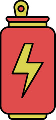 Energy Drink Can Icon In Yellow And Red Color.