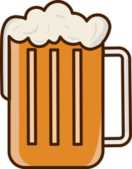 Foamy Beer Mug Flat Icon In Orange Color.