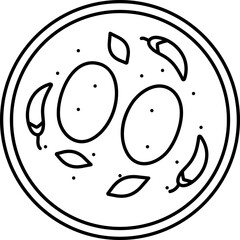 Top View Pulissery Pot Black Thin Line Art Icon.