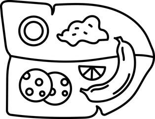 Sadhya Dish Banana Leaf Plate Icon In Black Stroke.