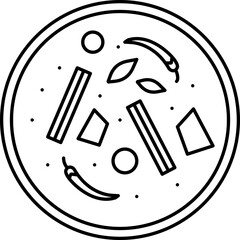 Black Thin Line Art Of Sambar Pot Icon.