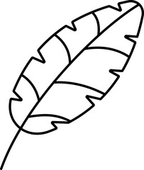 Isolated Banana Leaf Icon In Thin Line Art.