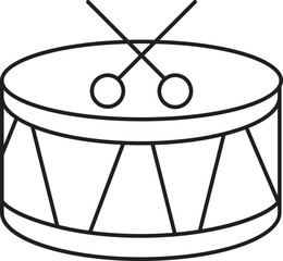 Isolated Indian Drum With Stick Icon In Black Outline.