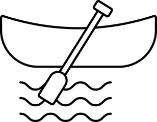 Black Line Art Of Snake Boat Icon Or Symbol.