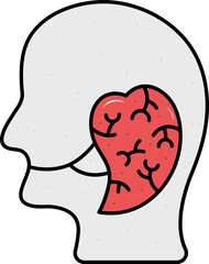 Eustachian Tube Structure Icon In Red And Grey Color.