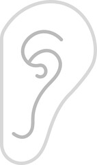 Grey Outline Illustration Of Human Ear Icon.