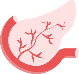 Obraz premium Flat Illustration Of Pancreas Anatomy Red Icon.