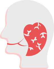 Eustachian Tube Structure Icon In Red And Grey Color.