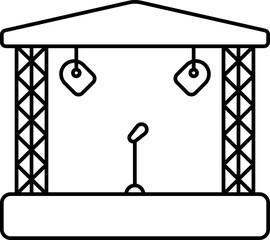 Isolated Performance Stage Icon In Black Outline.