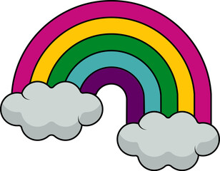 Flat Style Rainbow Cloud Colorful Icon.
