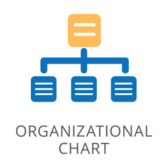 Simple business structure isolated on white. Colored flat vector icon of organizational chart. Business and organization concept