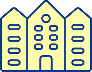 Isolated School Building Yellow Icon Or Symbol.