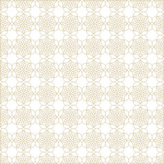 Seamless Mandala Pattern Background In Linear Style.