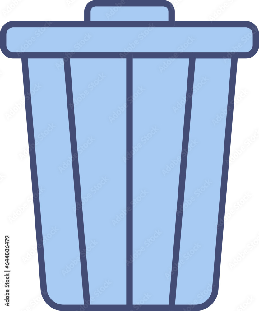 Sticker isolated dustbin icon in blue color.