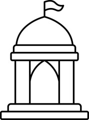 Hindu Temple Icon In Line Art.