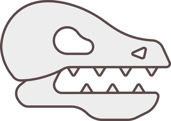 Flat Style Dinosaur Skull Icon In Gray Color.