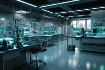 A futuristic hi-tech lab with advanced machinery and equipment. Generative AI