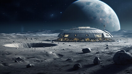 spaceship on the moon