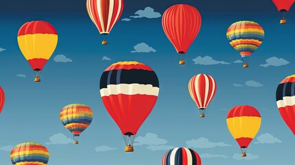 Fototapeta premium a bunch of hot air balloons flying in the sky with clouds. generative ai