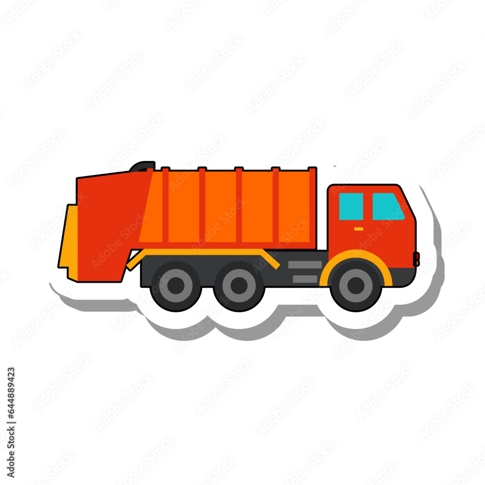 Aufkleber garbage car loader vector. vehicle for collecting and sorting garbage around the city. construction 