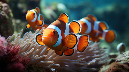 clown anemone fish on reef - obrazy, fototapety, plakaty