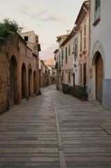 Fototapeta na wymiar street of the mallorcan town of alcudia