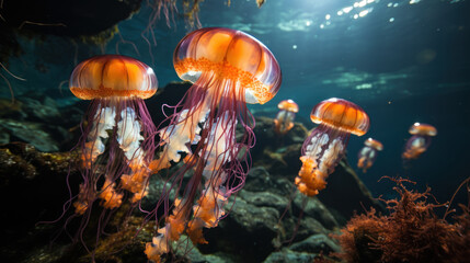 Fototapeta na wymiar Jellyfish underwater