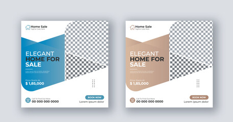 Business real estate social media post square flyer template