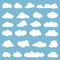 Vector simple cartoon collection of clouds