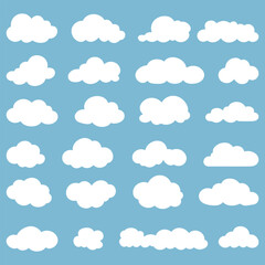 Vector simple cartoon collection of clouds