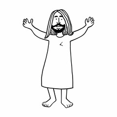 Simple doodle illustration with Jesus who loves you. Religious conceptual vector drawing
