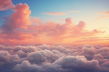 Twilight sky with cumulus clouds. Generative AI - obrazy, fototapety, plakaty