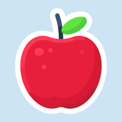 Apple sticker in minimalistic style. Juicy and colorful fruit illustration. 