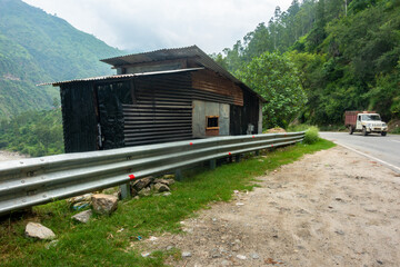 A roadside abandoned warehouse in Himachal Pradesh, India.