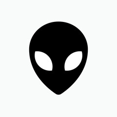 Head Alien Icon. Futuristic Theme. Sci-Fi Movie Genre Symbol. Entertainment Label Sign. Extraterrestial Logo - Vector.