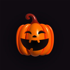 Pumpkin inflatable. Orange pumpkin with smile for your design for the holiday Halloween. Jack o Lantern. Realistic inflated 3D Pumpkin icon with the plasticine effect. Vector illustration