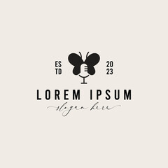 Butterfly Podcast Microphone Logo Design