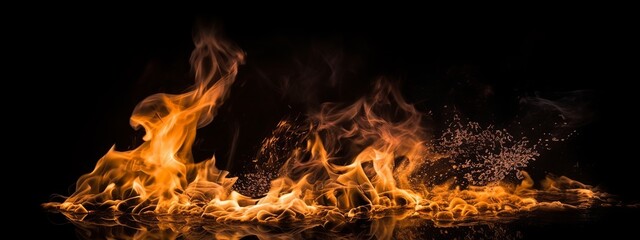Fototapeta na wymiar fire, flame, heat, hot, bonfire, burn, burning, fireplace, campfire, night, red, wood, light, orange, black, warm, abstract, blaze, danger, yellow, camping, firewood, inferno, camp, generative, ai