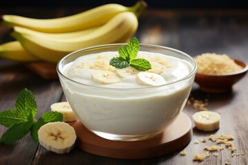 Obraz na płótnie Canvas New Banana yogurt. Generate Ai