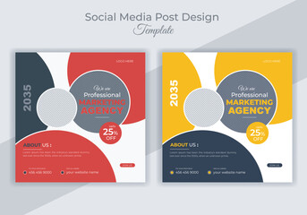 Set vector editable social media post design template.
