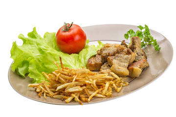 Fried potato with pork edge