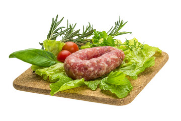 Salami with rosemary, salad and tomatoes