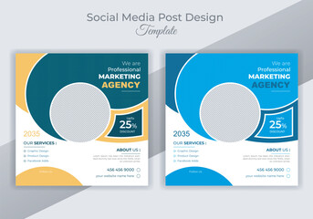 Corporate social media post banner design template.