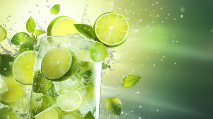 Cool and refreshing a glass of lime soda.