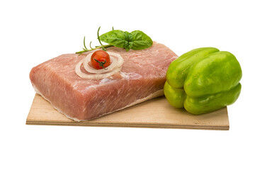 Raw pork with onion, basil and rosemary